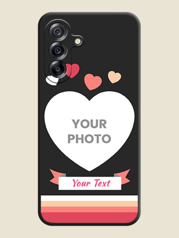 Custom Love Shaped Photo with Colorful Stripes On Space Black Custom Soft Matte Mobile Back Cover - Samsung Galaxy A36 5G - alternate view
