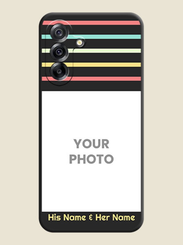 Custom Color Stripes with Photo and Text on Photo On Space Black Custom Soft Matte Mobile Back Cover - Samsung Galaxy A36 5G - alternate view