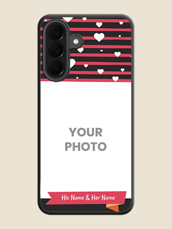 Custom White Color Love Symbols with Pink Lines Pattern On Space Black Custom Soft Matte Mobile Back Cover - Samsung Galaxy A37 5G - alternate view