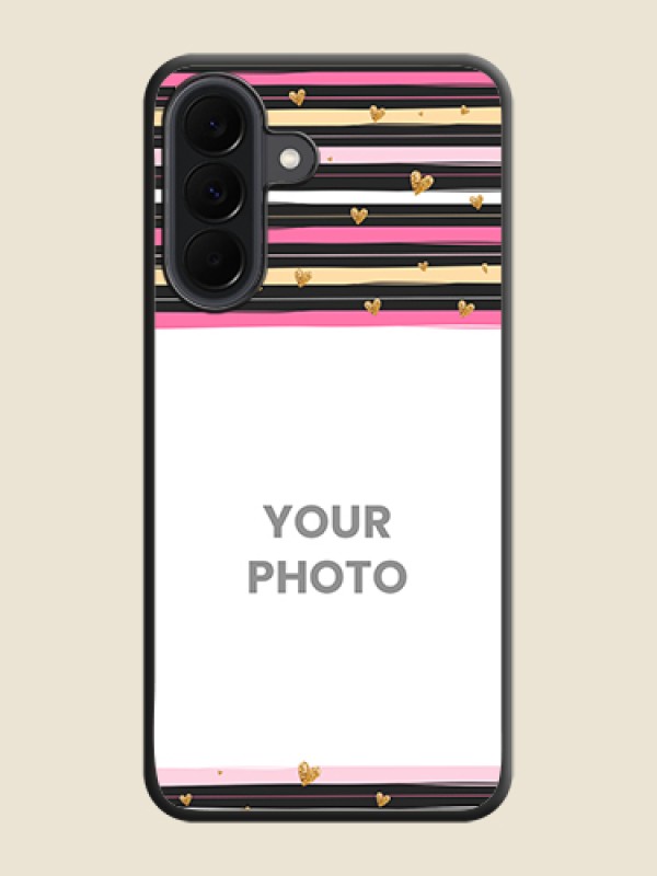 Custom Multicolor Lines and Golden Love Symbols Design on Photo On Space Black Custom Soft Matte Mobile Back Cover - Samsung Galaxy A37 5G - alternate view