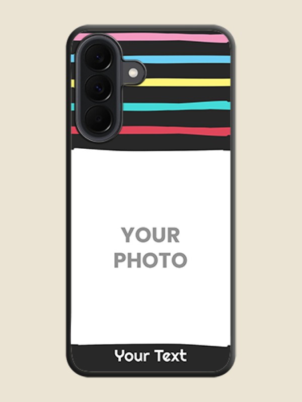 Custom Multicolor Lines with Image On Space Black Custom Soft Matte Mobile Back Cover - Samsung Galaxy A37 5G - alternate view