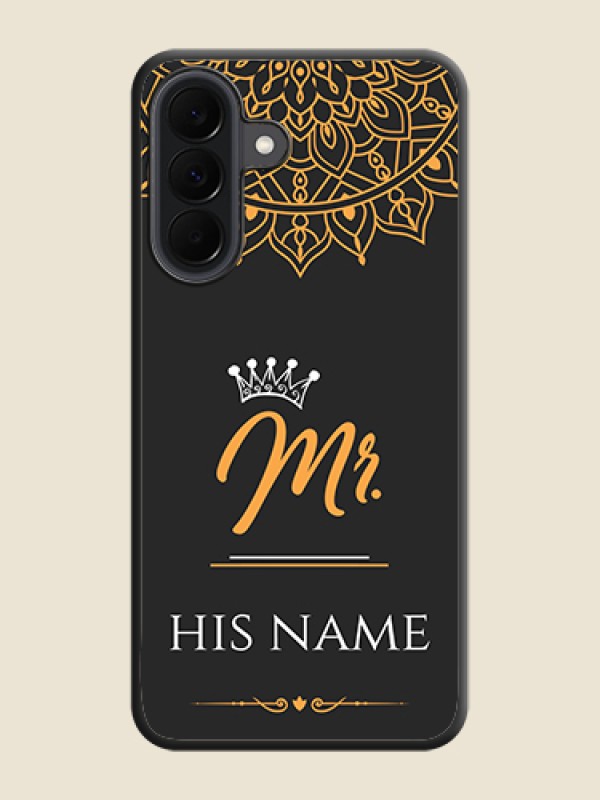 Custom Mr Name with Floral Design On Space Black Custom Soft Matte Mobile Back Cover - Samsung Galaxy A37 5G - alternate view