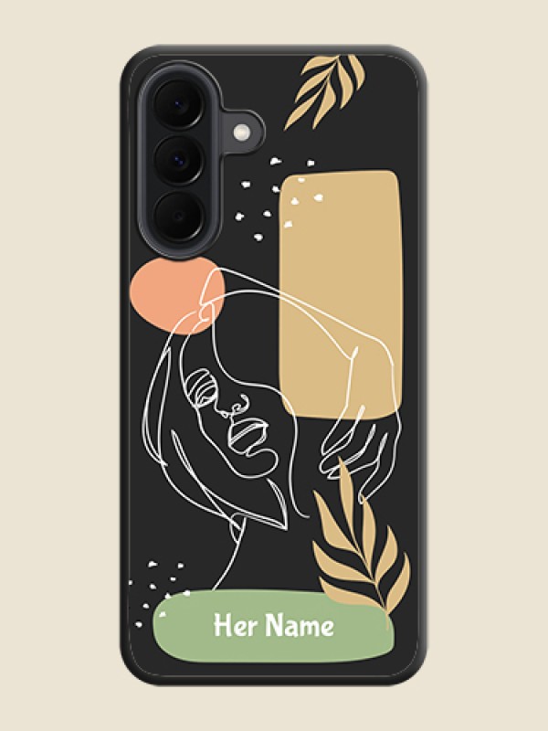 Custom Custom Text With Line Art Of Women & Leaves Design On Space Black Custom Soft Matte Mobile Back Cover - Samsung Galaxy A37 5G - alternate view