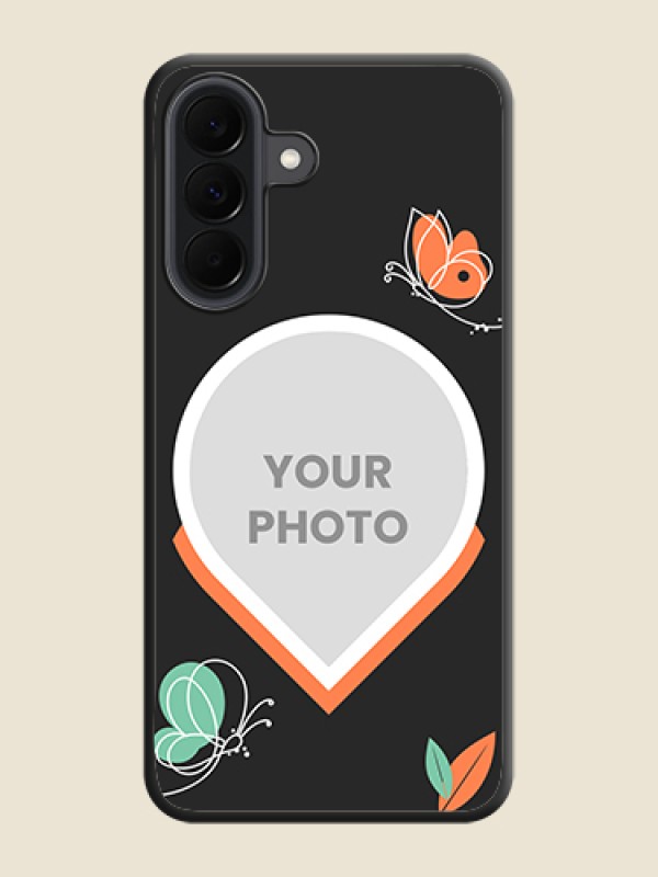Custom Upload Pic With Simple Butterly Design On Space Black Custom Soft Matte Mobile Back Cover - Samsung Galaxy A37 5G - alternate view