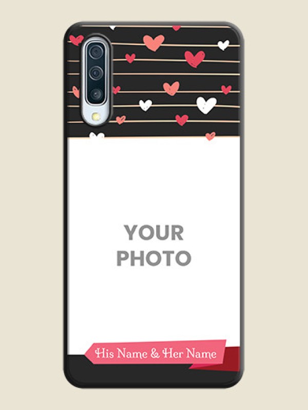 Custom Love Pattern with Name on Pink Ribbon  - Photo on Space Black Soft Matte Back Cover - Galaxy A50 - alternate view