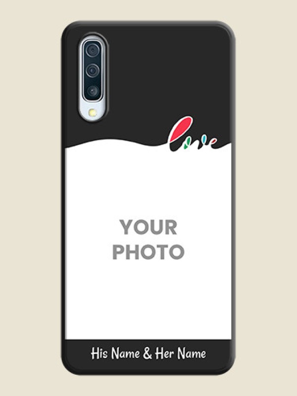 Custom Fall in Love Pattern with Picture - Photo on Space Black Soft Matte Mobile Case - Galaxy A50 - alternate view