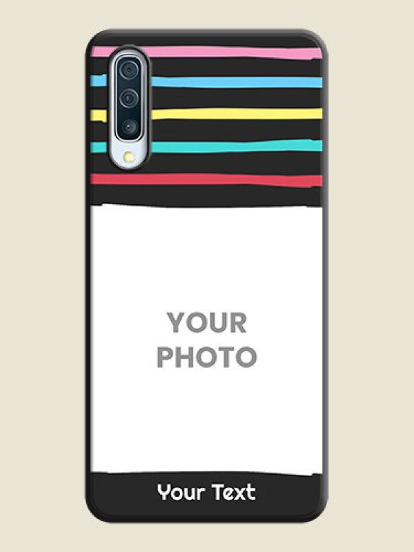 Custom Multicolor Lines with Image on Space Black Personalized Soft Matte Phone Covers - Galaxy A50 - alternate view