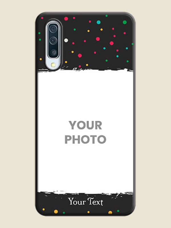Custom Multicolor Dotted Pattern with Text on Space Black Custom Soft Matte Phone Back Cover - Galaxy A50 - alternate view