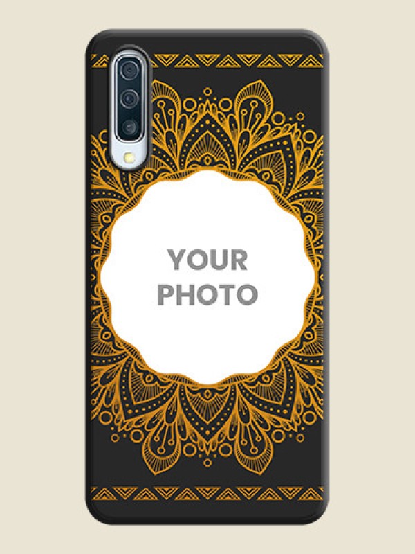 Custom Round Image with Floral Design - Photo on Space Black Soft Matte Mobile Cover - Galaxy A50 - alternate view