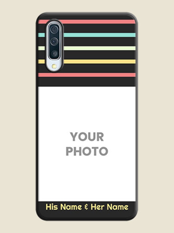 Custom Color Stripes with Photo and Text - Photo on Space Black Soft Matte Mobile Case - Galaxy A50 - alternate view