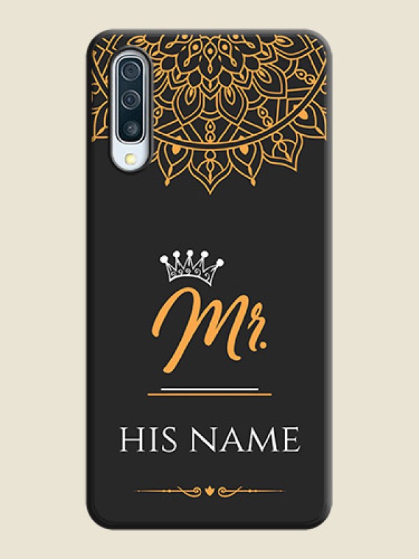 Custom Mr Name with Floral Design  on Personalised Space Black Soft Matte Cases - Galaxy A50 - alternate view