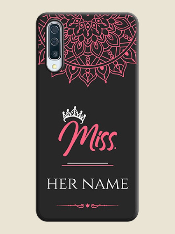 Custom Mrs Name with Floral Design on Space Black Personalized Soft Matte Phone Covers - Galaxy A50 - alternate view