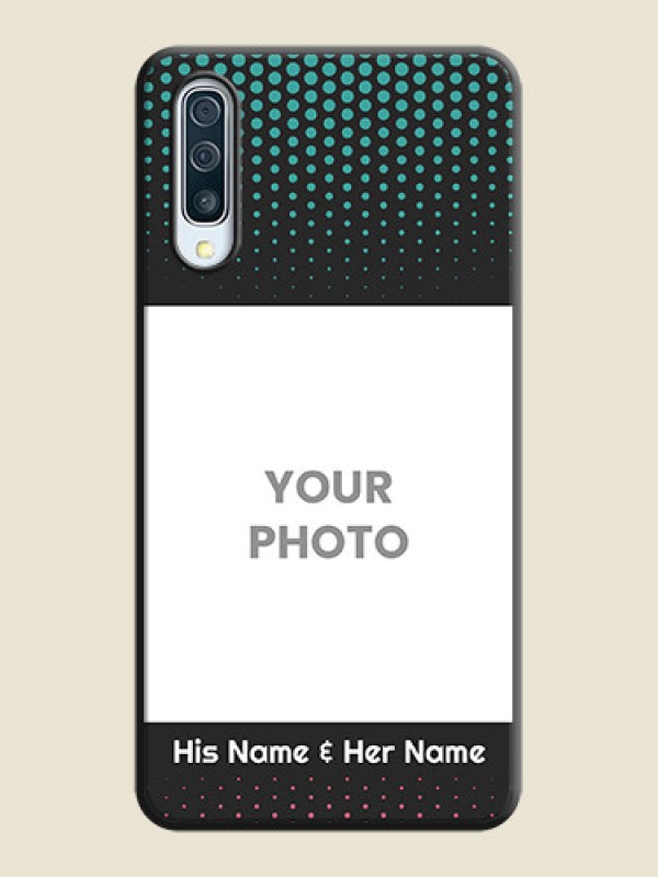 Custom Faded Dots with Grunge Photo Frame and Text on Space Black Custom Soft Matte Phone Cases - Galaxy A50 - alternate view