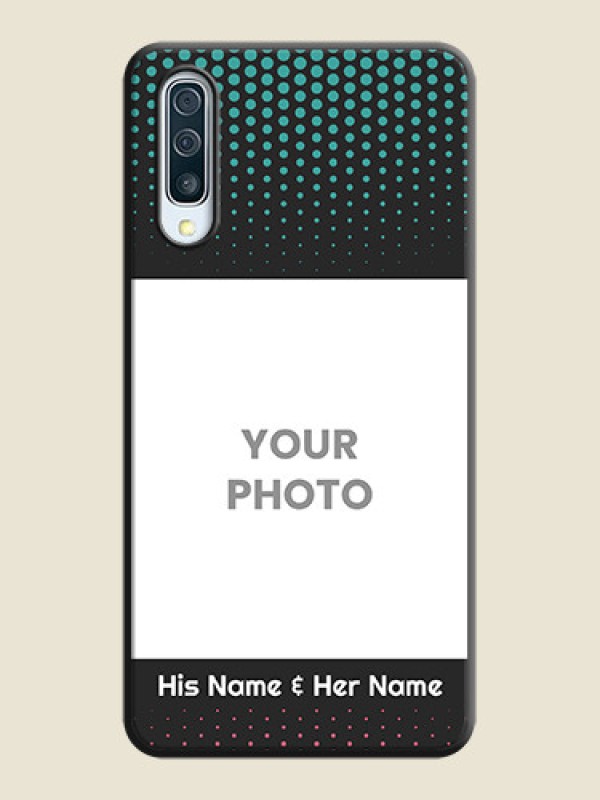 Custom Faded Dots with Grunge Photo Frame and Text on Space Black Custom Soft Matte Phone Cases - Galaxy A50S - alternate view