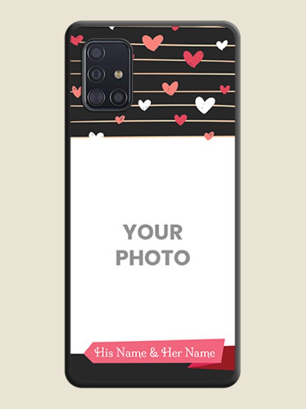 Custom Love Pattern with Name on Pink Ribbon  on Photo on Space Black Soft Matte Back Cover - Galaxy A51 - alternate view