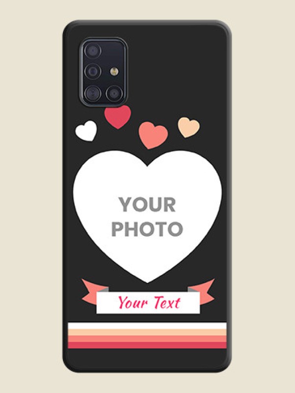Custom Love Shaped Photo with Colorful Stripes on Personalised Space Black Soft Matte Cases - Galaxy A51 - alternate view