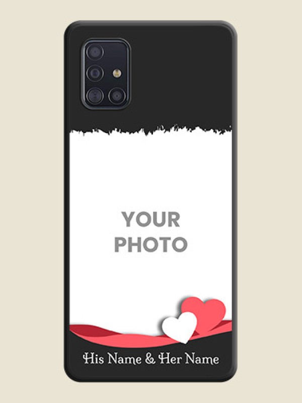 Custom Pin Color Love Shaped Ribbon Design with Text on Space Black Custom Soft Matte Phone Back Cover - Galaxy A51 - alternate view