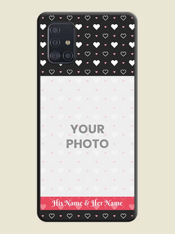 Custom White Color Love Symbols with Text Design on Photo on Space Black Soft Matte Phone Cover - Galaxy A51 - alternate view