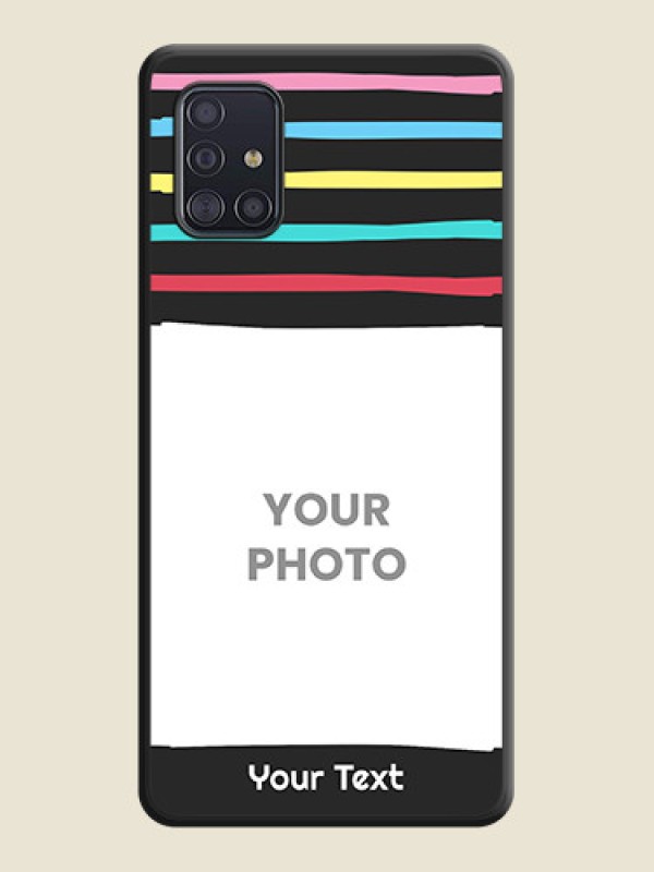 Custom Multicolor Lines with Image on Space Black Personalized Soft Matte Phone Covers - Galaxy A51 - alternate view