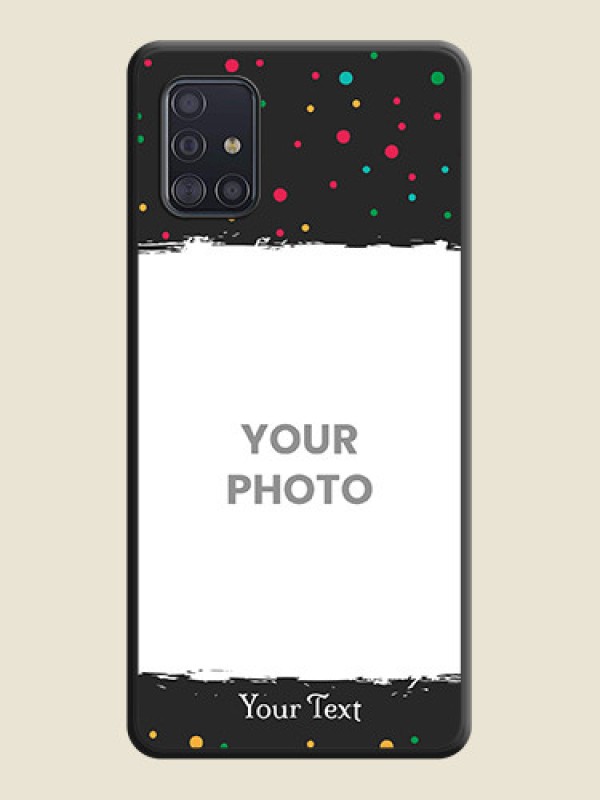 Custom Multicolor Dotted Pattern with Text on Space Black Custom Soft Matte Phone Back Cover - Galaxy A51 - alternate view