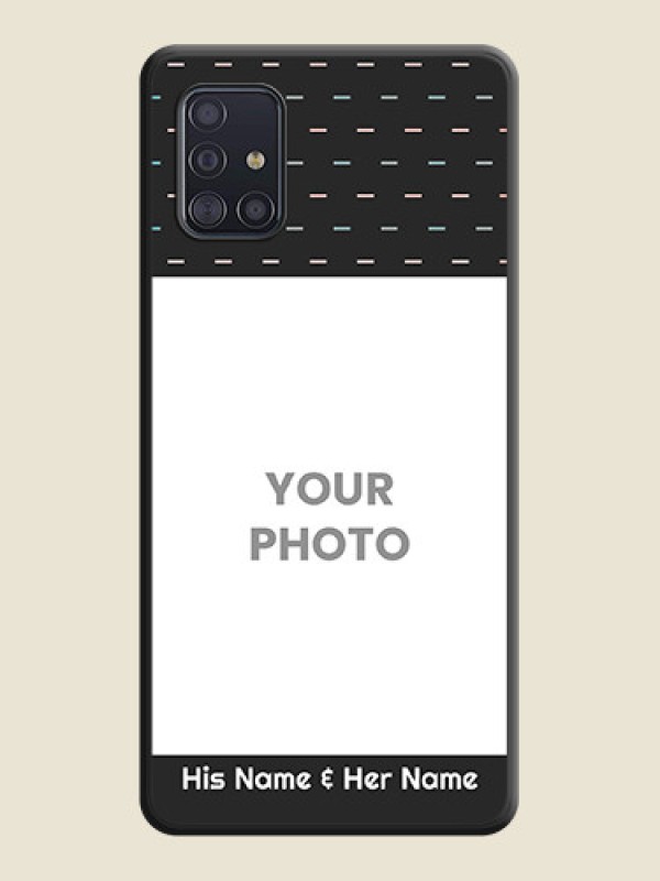 Custom Line Pattern Design with Text on Space Black Custom Soft Matte Phone Back Cover - Galaxy A51 - alternate view