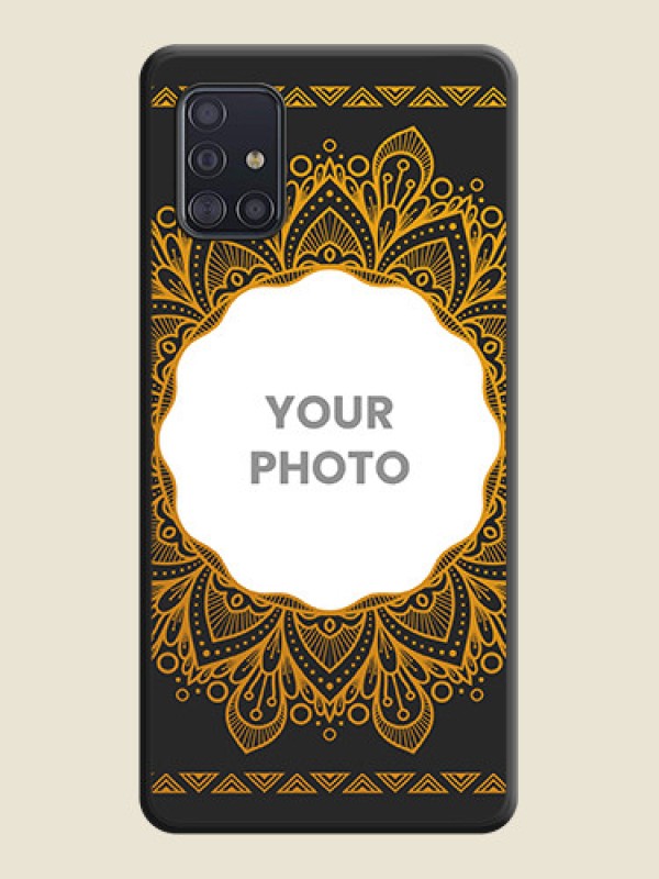 Custom Round Image with Floral Design on Photo on Space Black Soft Matte Mobile Cover - Galaxy A51 - alternate view