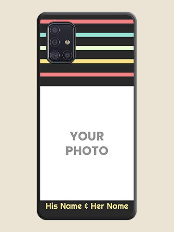 Custom Color Stripes with Photo and Text on Photo on Space Black Soft Matte Mobile Case - Galaxy A51 - alternate view