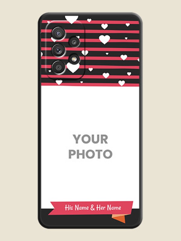 Custom White Color Love Symbols with Pink Lines Pattern on Space Black Custom Soft Matte Phone Cases - Galaxy A52 4G - alternate view