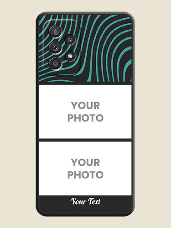 Custom Wave Pattern with 2 Image Holder on Space Black Personalized Soft Matte Phone Covers - Galaxy A52 4G - alternate view