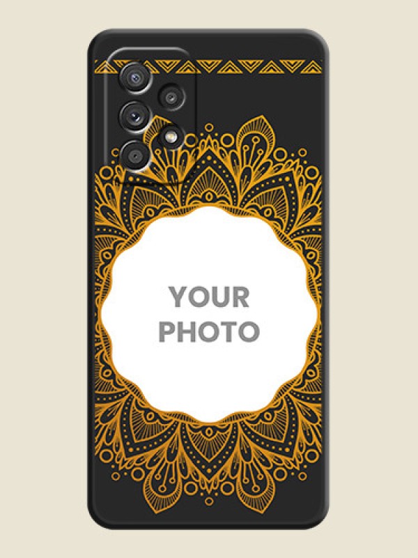 Custom Round Image with Floral Design on Photo on Space Black Soft Matte Mobile Cover - Galaxy A52 4G - alternate view