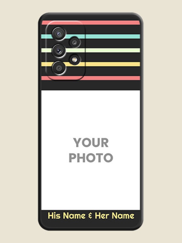 Custom Color Stripes with Photo and Text on Photo on Space Black Soft Matte Mobile Case - Galaxy A52 4G - alternate view