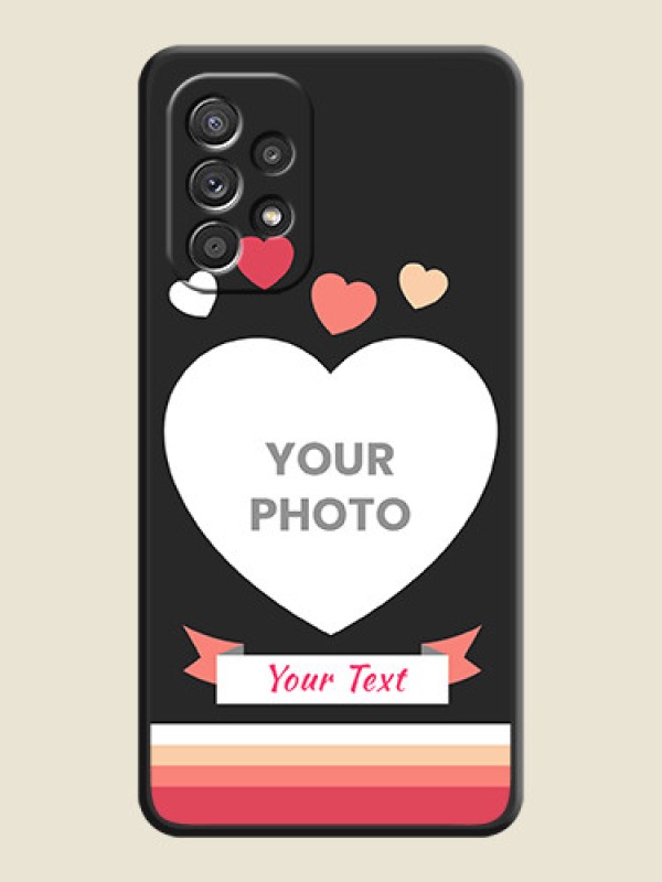 Custom Love Shaped Photo with Colorful Stripes on Personalised Space Black Soft Matte Cases - Galaxy A52s 5G - alternate view