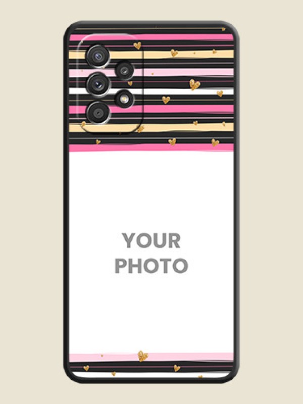 Custom Multicolor Lines and Golden Love Symbols Design on Photo on Space Black Soft Matte Mobile Cover - Galaxy A52s 5G - alternate view