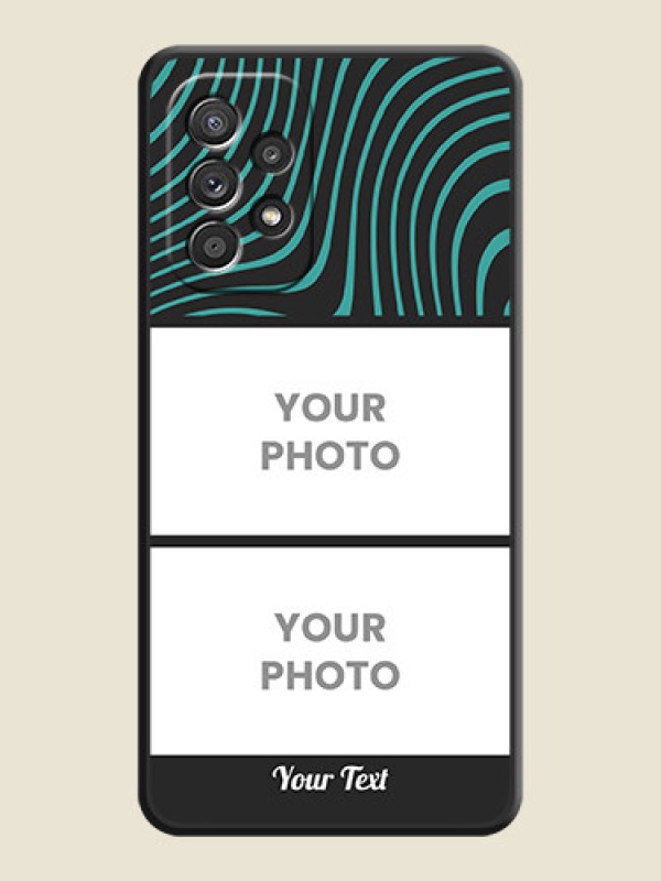 Custom Wave Pattern with 2 Image Holder on Space Black Personalized Soft Matte Phone Covers - Galaxy A52s 5G - alternate view