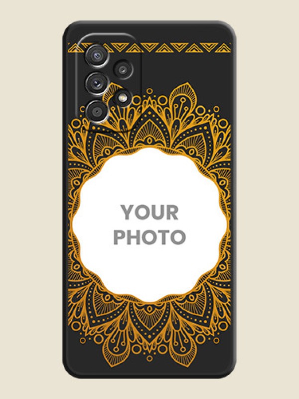 Custom Round Image with Floral Design on Photo on Space Black Soft Matte Mobile Cover - Galaxy A52s 5G - alternate view