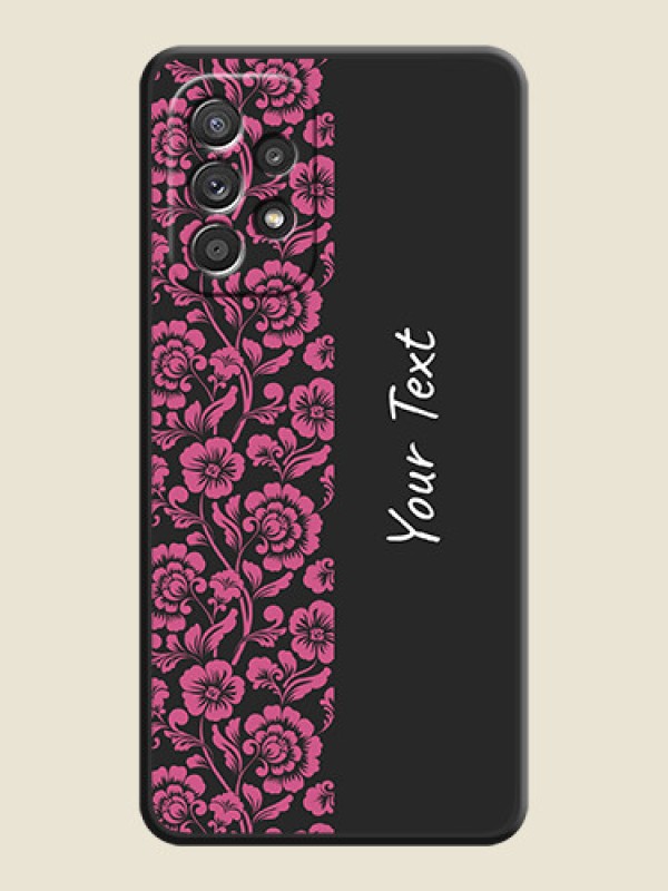 Custom Pink Floral Pattern Design With Custom Text On Space Black Personalized Soft Matte Phone Covers -Samsung Galaxy A52S 5G - alternate view