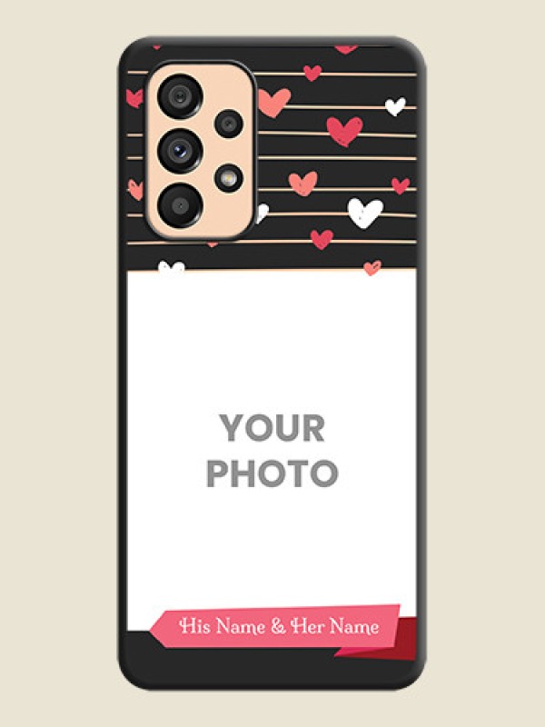 Custom Love Pattern with Name on Pink Ribbon  on Photo on Space Black Soft Matte Back Cover - Galaxy A53 5G - alternate view