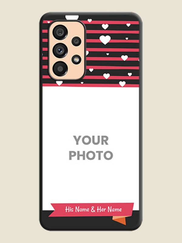 Custom White Color Love Symbols with Pink Lines Pattern on Space Black Custom Soft Matte Phone Cases - Galaxy A53 5G - alternate view