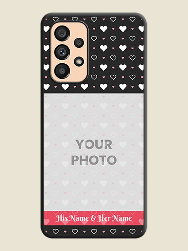 Custom White Color Love Symbols with Text Design on Photo on Space Black Soft Matte Phone Cover - Galaxy A53 5G - alternate view