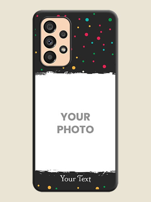 Custom Multicolor Dotted Pattern with Text on Space Black Custom Soft Matte Phone Back Cover - Galaxy A53 5G - alternate view