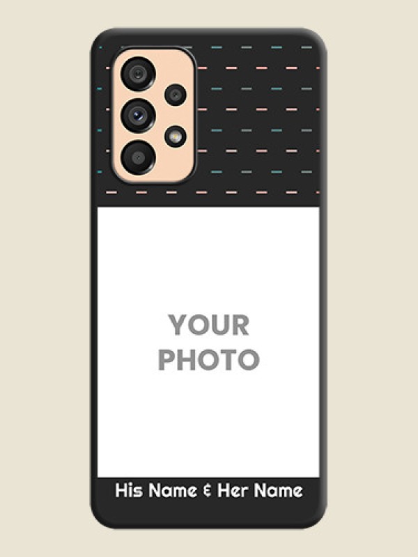Custom Line Pattern Design with Text on Space Black Custom Soft Matte Phone Back Cover - Galaxy A53 5G - alternate view
