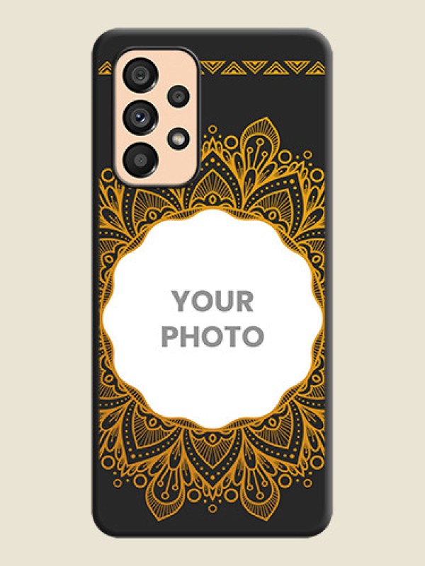 Custom Round Image with Floral Design on Photo on Space Black Soft Matte Mobile Cover - Galaxy A53 5G - alternate view
