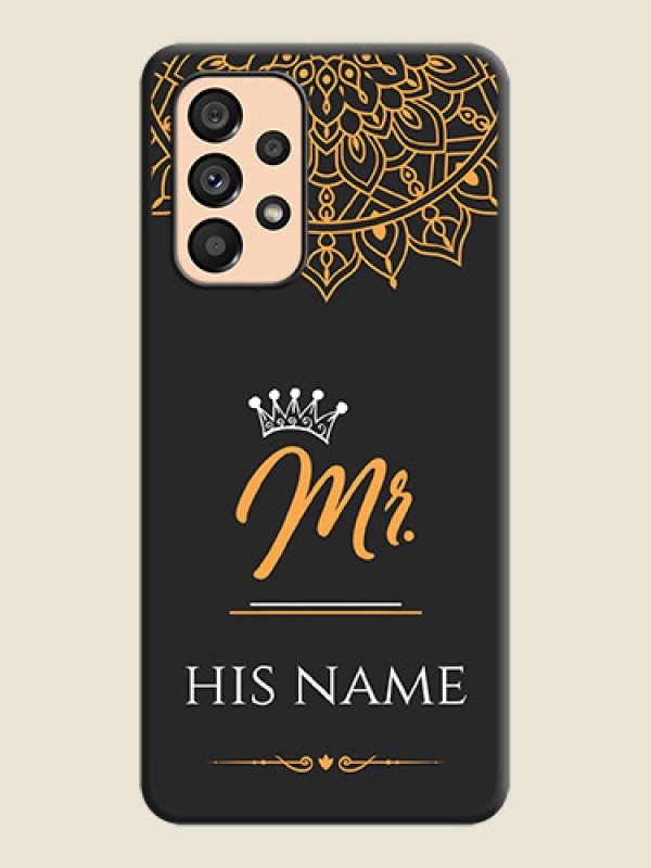 Custom Mr Name with Floral Design  on Personalised Space Black Soft Matte Cases - Galaxy A53 5G - alternate view