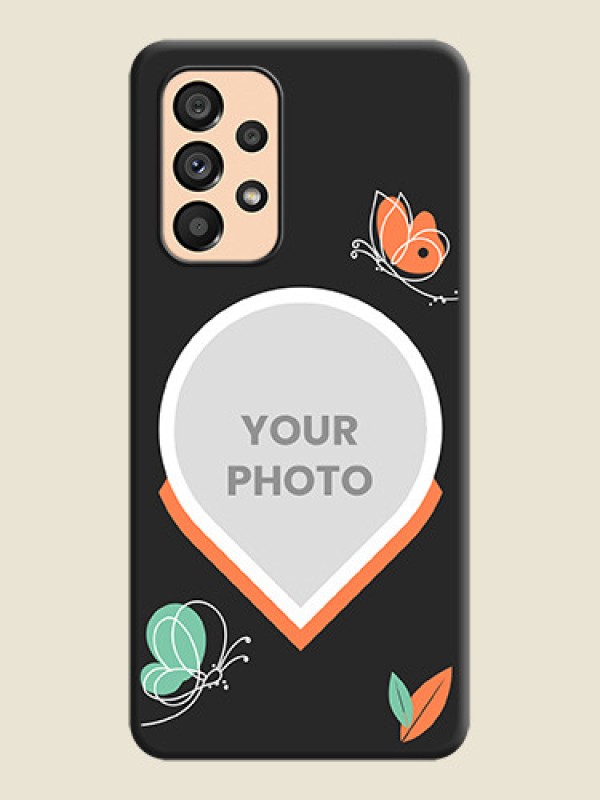 Custom Upload Pic With Simple Butterly Design On Space Black Personalized Soft Matte Phone Covers -Samsung Galaxy A53 5G - alternate view