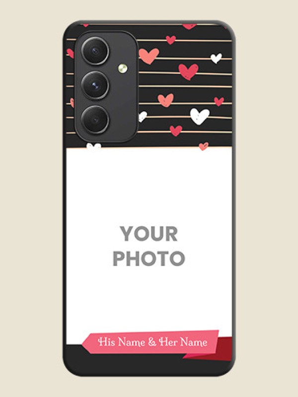 Custom Love Pattern with Name on Pink Ribbon  on Photo on Space Black Soft Matte Back Cover - Galaxy A54 5G - alternate view