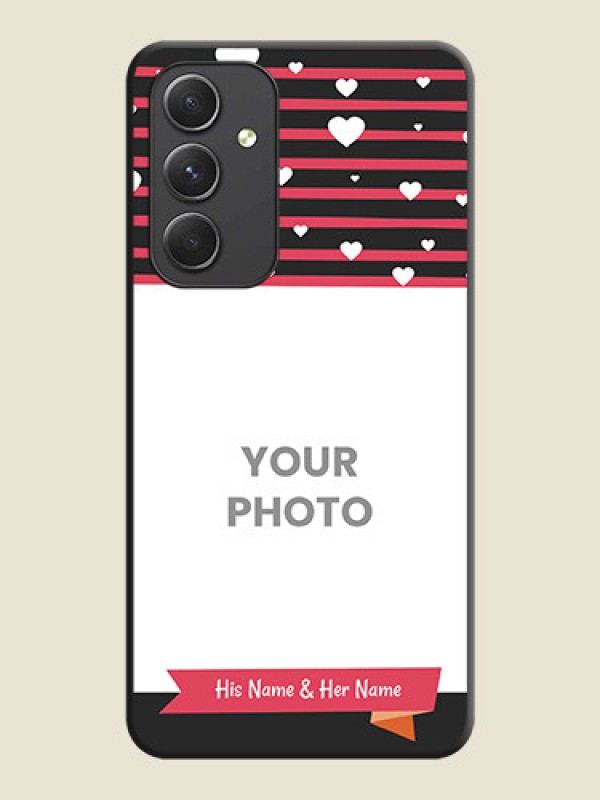 Custom White Color Love Symbols with Pink Lines Pattern on Space Black Custom Soft Matte Phone Cases - Galaxy A54 5G - alternate view
