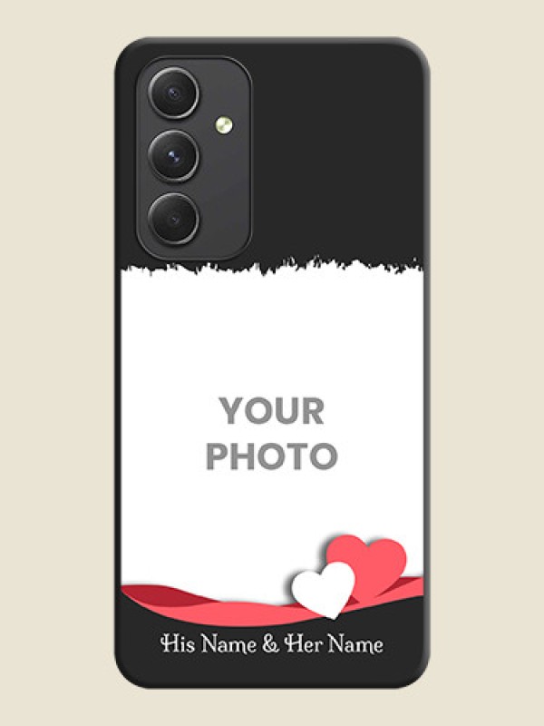 Custom Pin Color Love Shaped Ribbon Design with Text on Space Black Custom Soft Matte Phone Back Cover - Galaxy A54 5G - alternate view