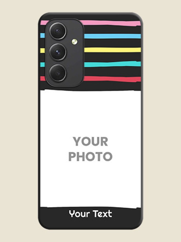 Custom Multicolor Lines with Image on Space Black Personalized Soft Matte Phone Covers - Galaxy A54 5G - alternate view