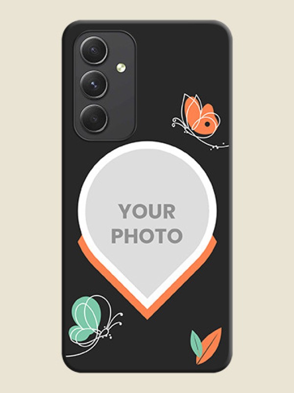 Custom Upload Pic With Simple Butterly Design On Space Black Personalized Soft Matte Phone Covers -Samsung Galaxy A54 5G - alternate view