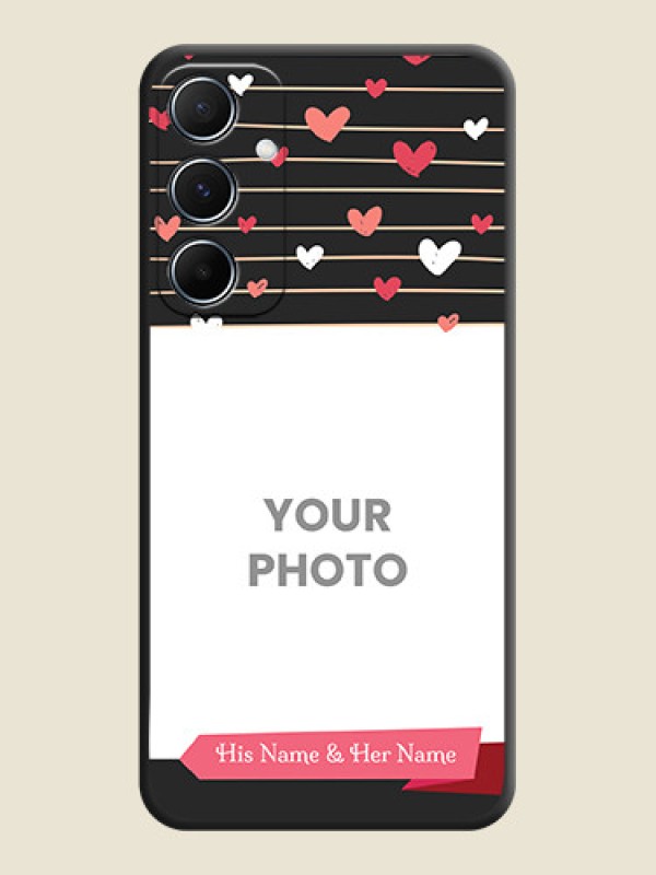 Custom Love Pattern with Name on Pink Ribbon - Photo on Space Black Soft Matte Back Cover - Galaxy A55 5G - alternate view